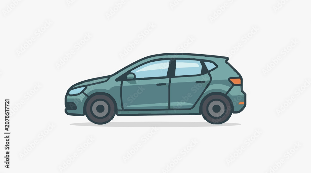 Fototapeta premium Modern Sporty Compact Hatchback Car Illustration.