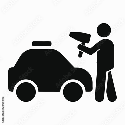  Person washing car with pressure washer