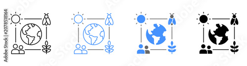 Foto Biosphere Earth Planet Environmental Science Icon Set Vector Illustration