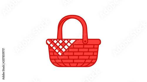 Tableau sur toile Red woven basket with handle.