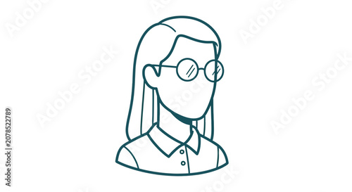Obraz na plátně Illustration of a woman wearing glasses.