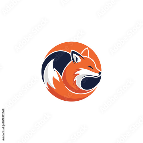 Stylized Fox Head Logo Illustration.