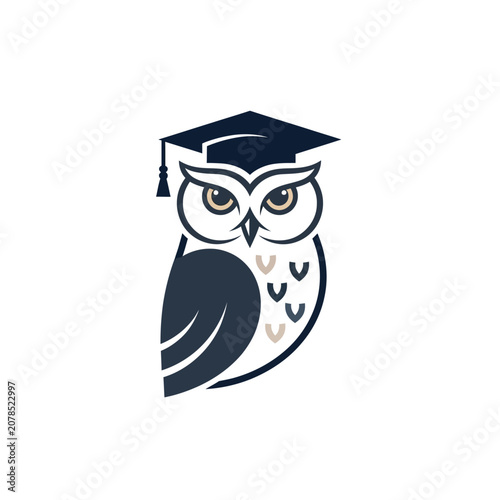 Owl wearing graduation cap symbol.