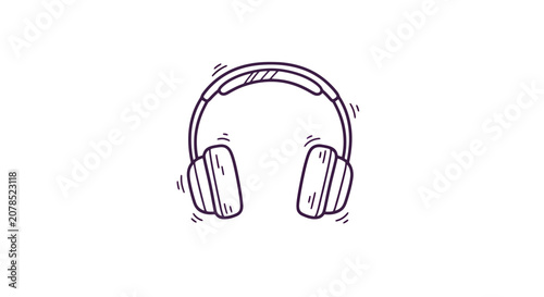 Simple Line Drawing of Headphones.