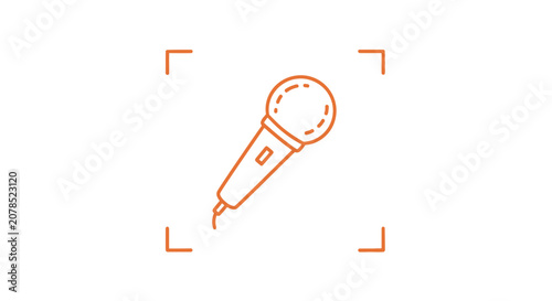 Simple Line Drawing of a Microphone.