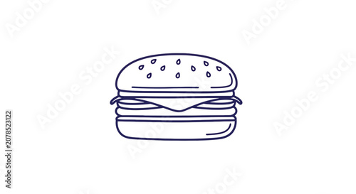 Simple Line Drawing of a Hamburger.