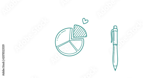 Pie Chart and Pen Illustration.