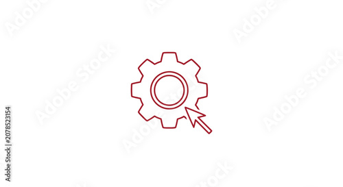 Red Gear Icon with Cursor Pointer.