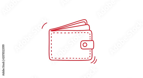Simple Line Illustration of Leather Wallet.