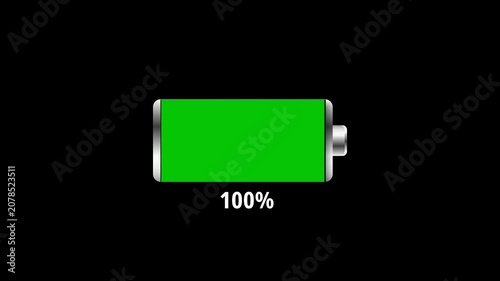 Battery Full Charge Animation Alpha Channel 4K Resolution