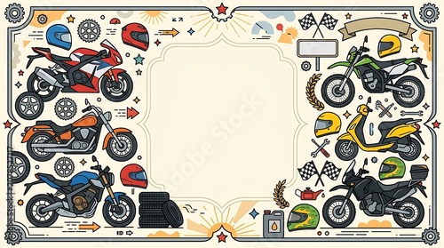 Motorcycle collection and racing accessories border design