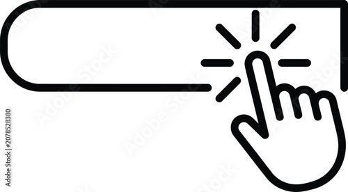 Hand finger pressing interactive button on digital interface screen