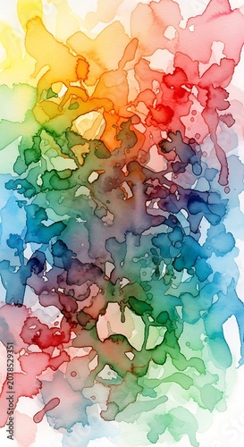 Colorful Abstract Watercolor Background with Vibrant Blotches.