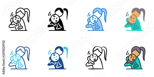 Fotografie Burping icons set multiple style collection. Editable stroke