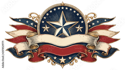Vintage 4th of July celebration poster with retro USA elements and star design