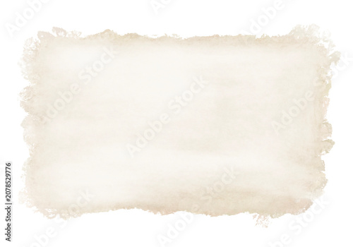 手描きのラフな筆タッチが味のある、古い紙風ベージュのアンティークフレーム素材（透過PNG）