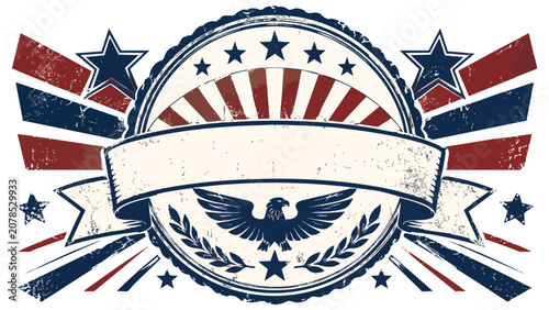 Vintage 4th of July USA Retro Poster with eagle and stars, Day USA celebration