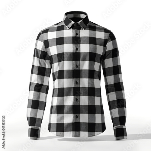  Check plaid shirt isolated on white background