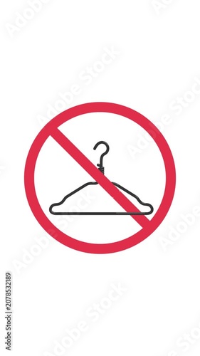 Vertical video. Loop animation. Ban sign with crossed out metal hanger. Concept of criminal abortion in Russia, Poland, USA, law violates women's rights to terminate pregnancy, self care, health