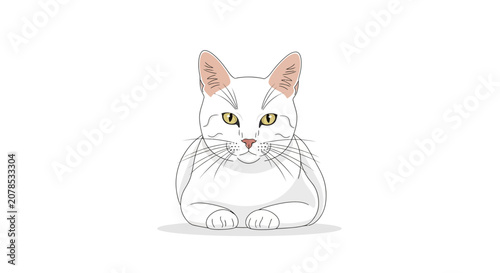 White cat illustration isolated on white background looking forward vector design