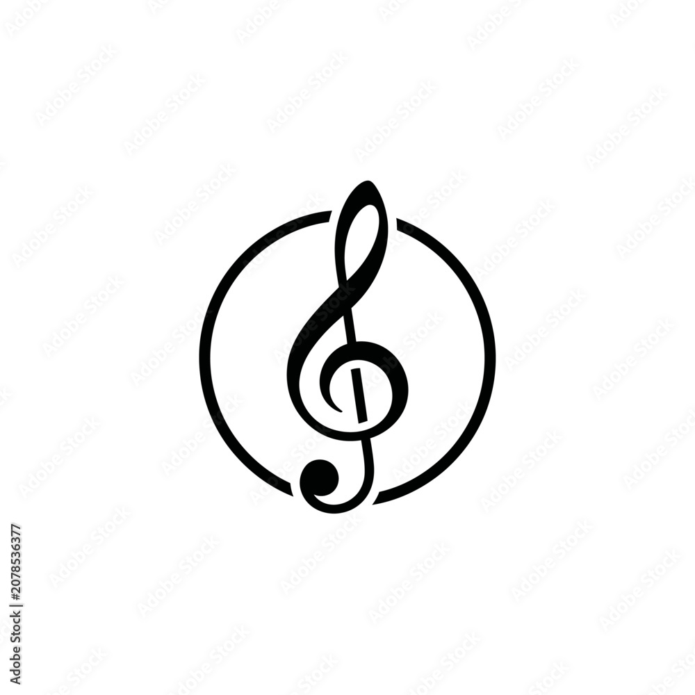 Fototapeta premium Black treble clef music symbol.