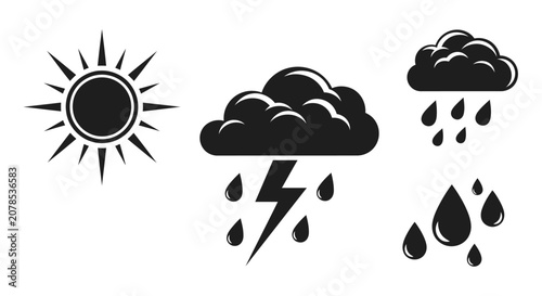 Tableau sur toile Weather icons show sunny rainy