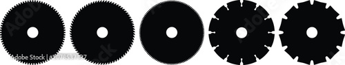 Fotografija Circular Saw Blade Silhouette Set for Industrial Cutting and Power Tool Design