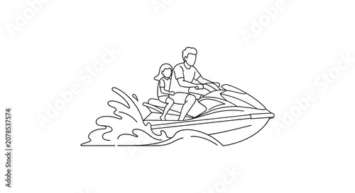 Man and woman riding a jet ski on water.