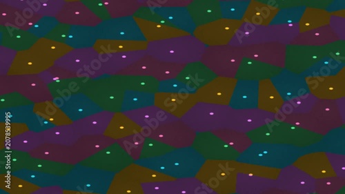 Colorful Multicolor Abstract Shapes Pattern Moving Across a Dark Background