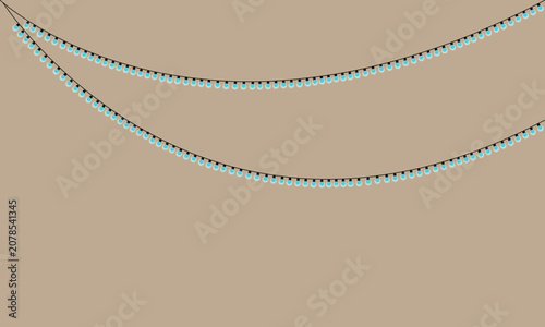 Blue and white string lights on brown background for decoration purposes
