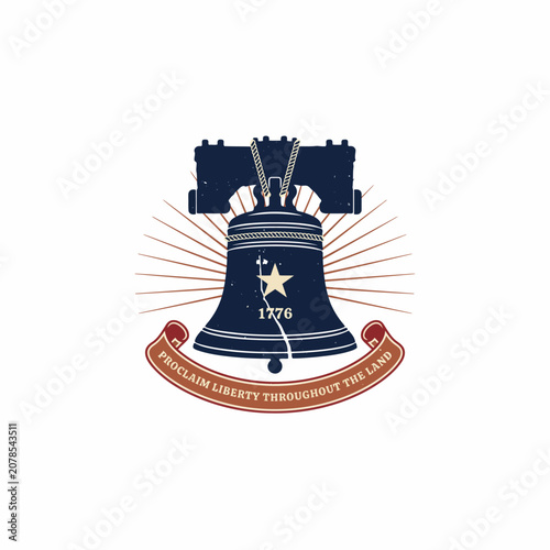 Foto Liberty bell icon with patriotic slogan