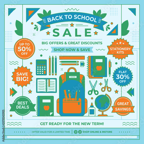 Backpack and school supplies on sale.