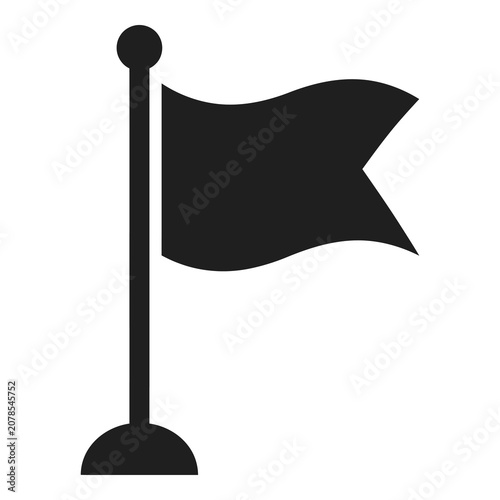 Simple black flag on a pole with base outdoors icon