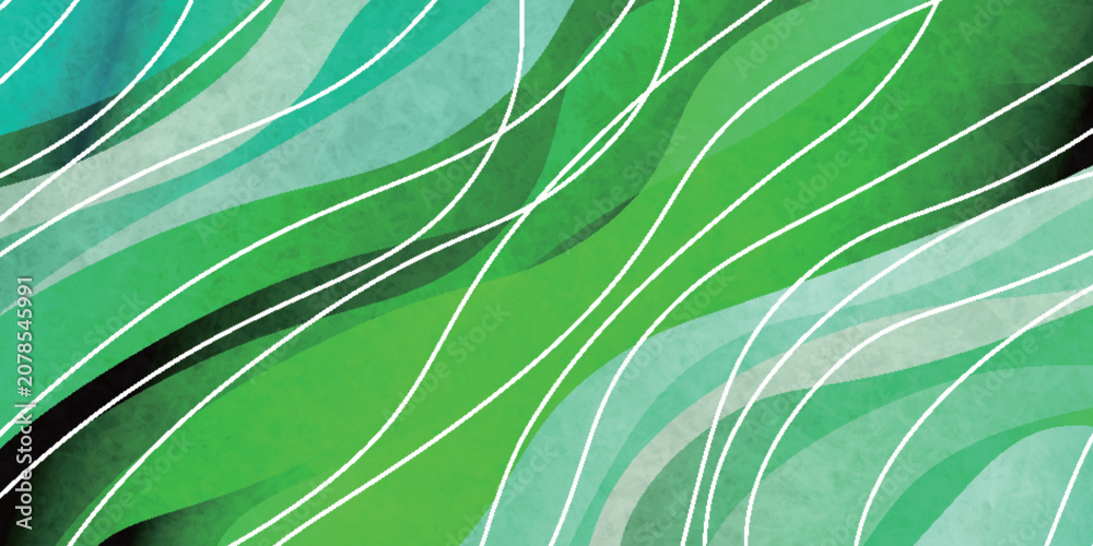 Fototapeta premium Abstract Green Wavy Lines Texture Design Background