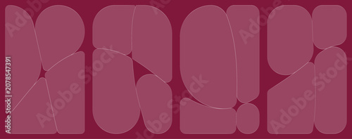 Abstract organic geometric shapes in maroon palette with white outlines for modern art