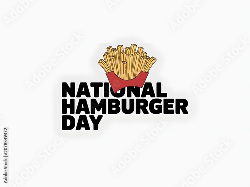 National Hamburger Day Typography with Fries Icon