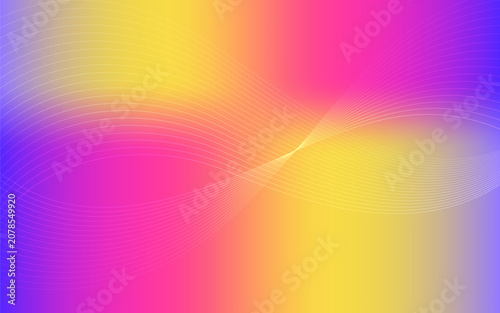 Vibrant abstract background featuring pink, yellow, and purple gradients with elegant flowing white wave lines, creating a modern, energetic, and futuristic digital design.