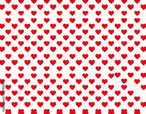 A pattern of small red hearts on a white background
