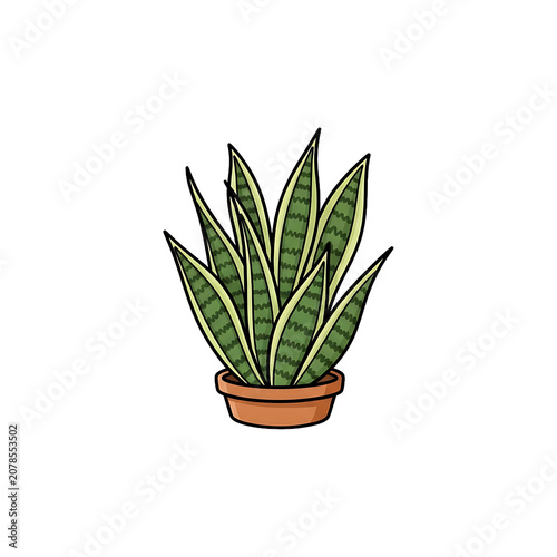 Pixel Art Illustration Of Snake Plant In Clay Pot With Isolated Background