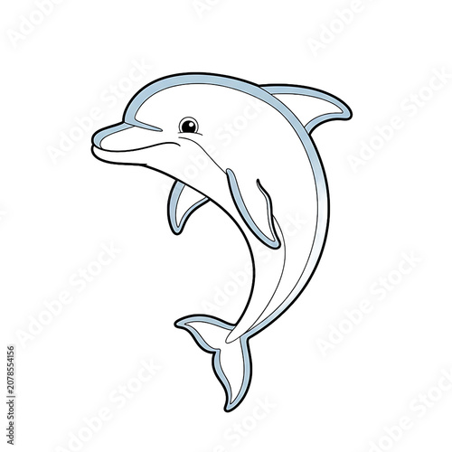 Cute Cartoon Dolphin Illustration Jumping Isolated On Transparent Background