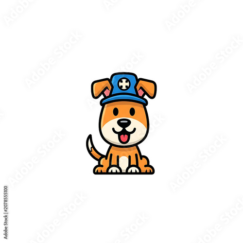 Cute Pixel Art Dog Wearing A Blue Nurse Hat On Transparent Background Vector Icon Illustration