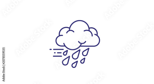 Simple Line Drawing of Rain Cloud.