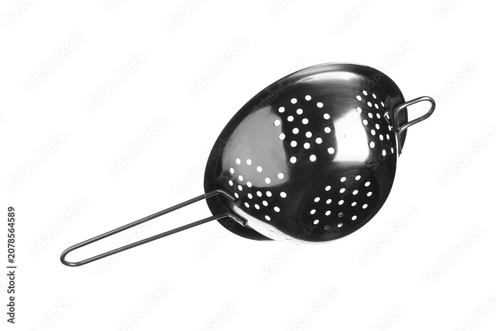 Fototapeta premium metal kitchen strainer isolated on white background