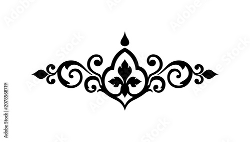 Black ornate border, decorative frame, elegant design element, vector flourish