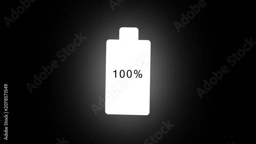 Glowing battery fast charging animation, Glowing animated battery icon. Abstract sign of the glow battery charging on the black screen background video.