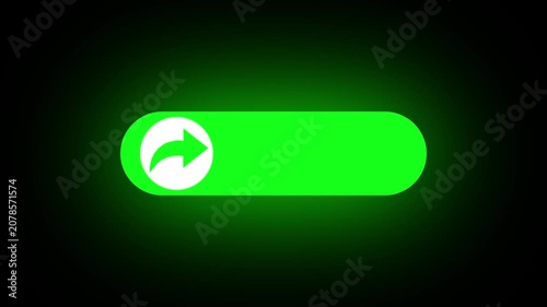 social media share button with text and icon animation. Isolated on a black background with an alpha channel 4k video.