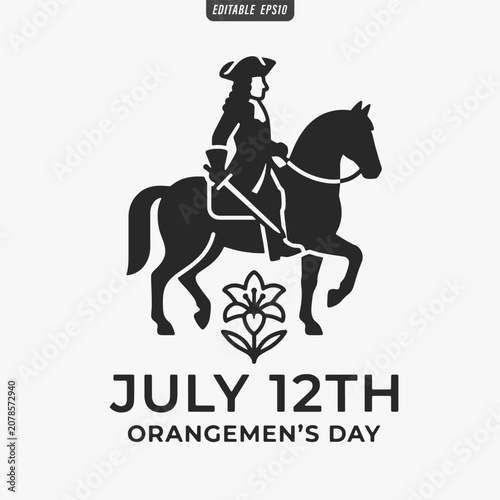 The flat design for Orangemen Day poster focuses on simplicity, elegance, and ease of recognition. Vector Illustration