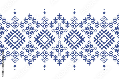 Cross Stitch Pattern concept folk embroidery seamless texture, rustic ornament motif. Design for: fabric, fashion, decor, blanket. Pattern charm woven art. I drew this by myself, it’s not AI generated