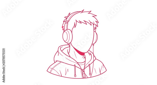Illustration of a Person Wearing Headphones.