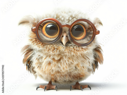 A cute owl wearing glasses.
